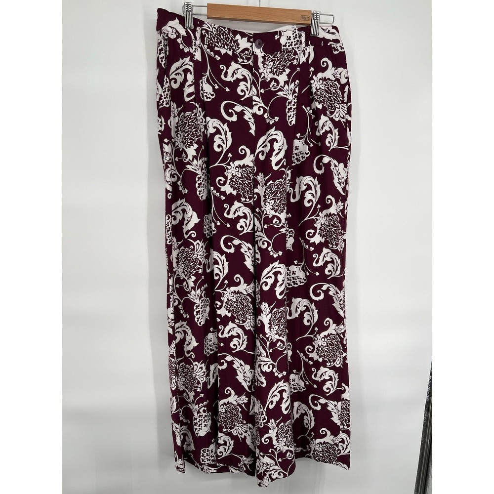 Liz Claiborne Wild Cherry Scroll Floral Pants Back Elastic Waist NWT Org $54